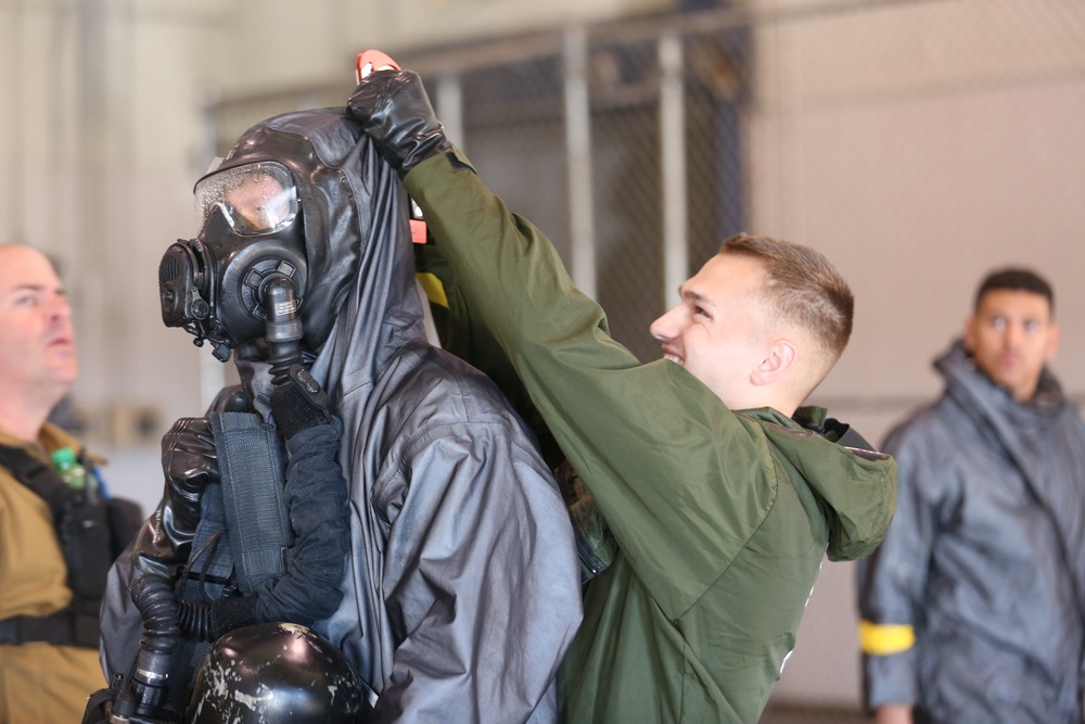 Decontamination Platoon and Identification and Detection Platoon with CBIRF refine their skills during Advanced Decontamination/Identification and Detection Training