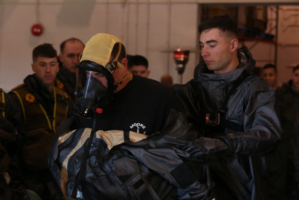 Decontamination Platoon and Identification and Detection Platoon with CBIRF refine their skills during Advanced Decontamination/Identification and Detection Training