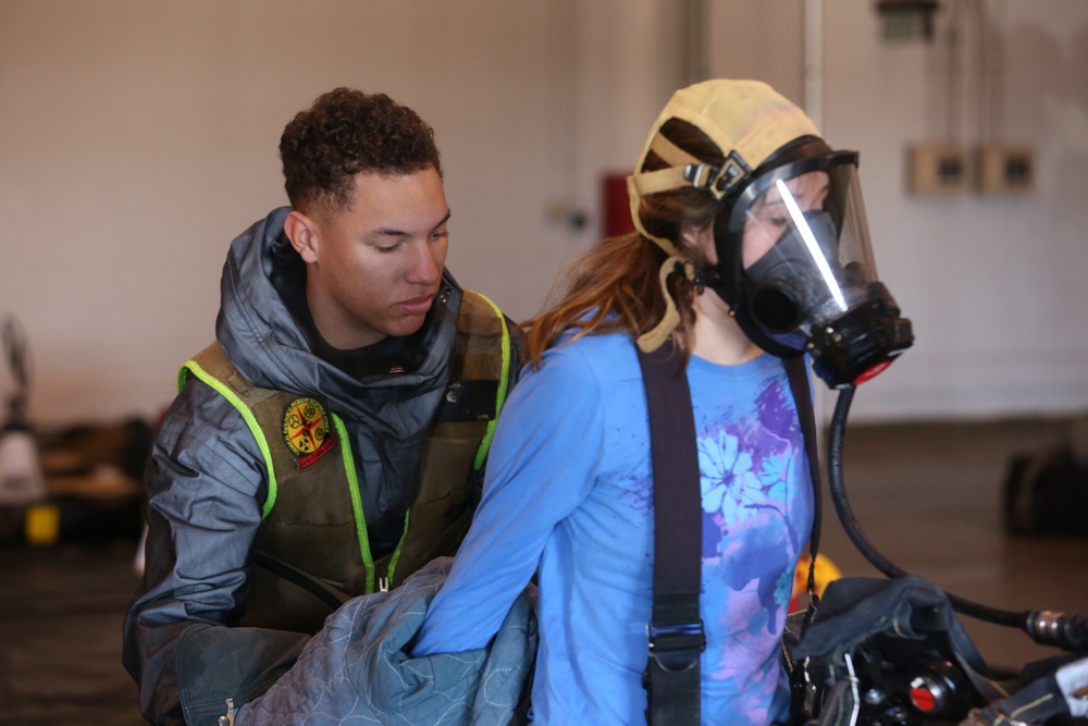 Decontamination Platoon and Identification and Detection Platoon with CBIRF refine their skills during Advanced Decontamination/Identification and Detection Training