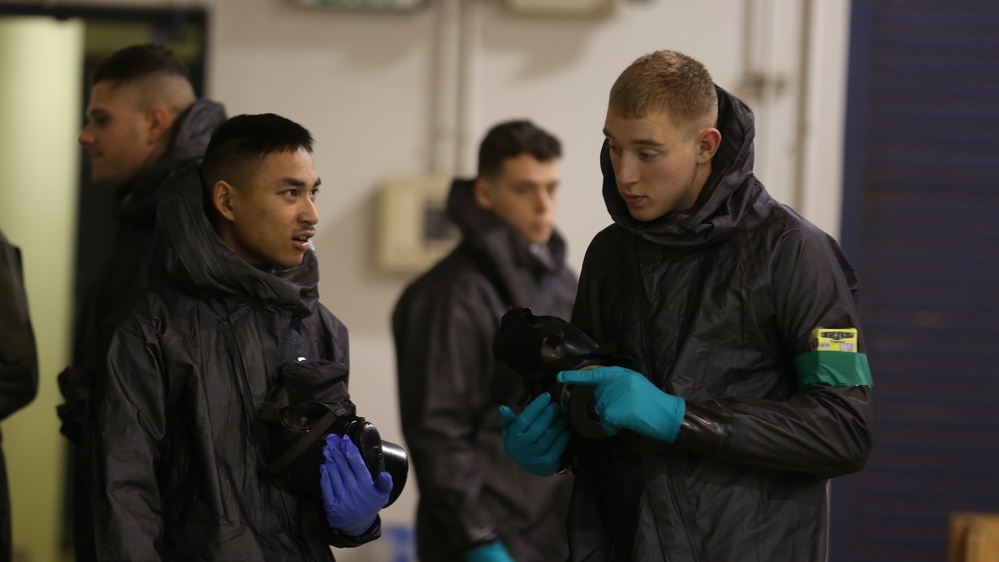 Decontamination Platoon and Identification and Detection Platoon with CBIRF refine their skills during Advanced Decontamination/Identification and Detection Training