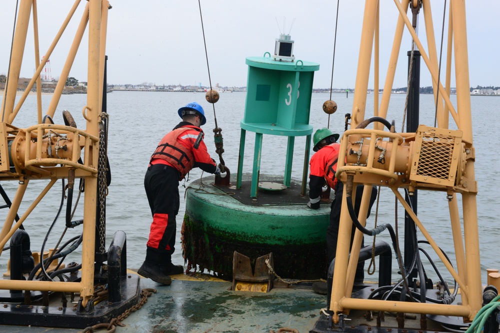 Coast Guard Aids to Navigation Team Cape May performs maintenance on buoys