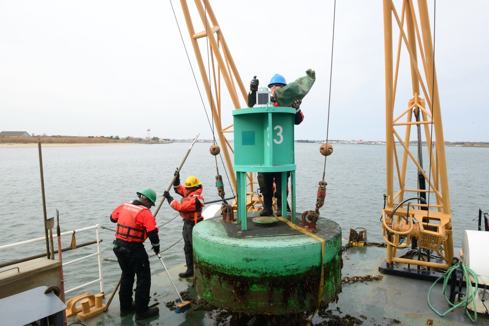 Coast Guard Aids to Navigation Team Cape May performs maintenance on buoys