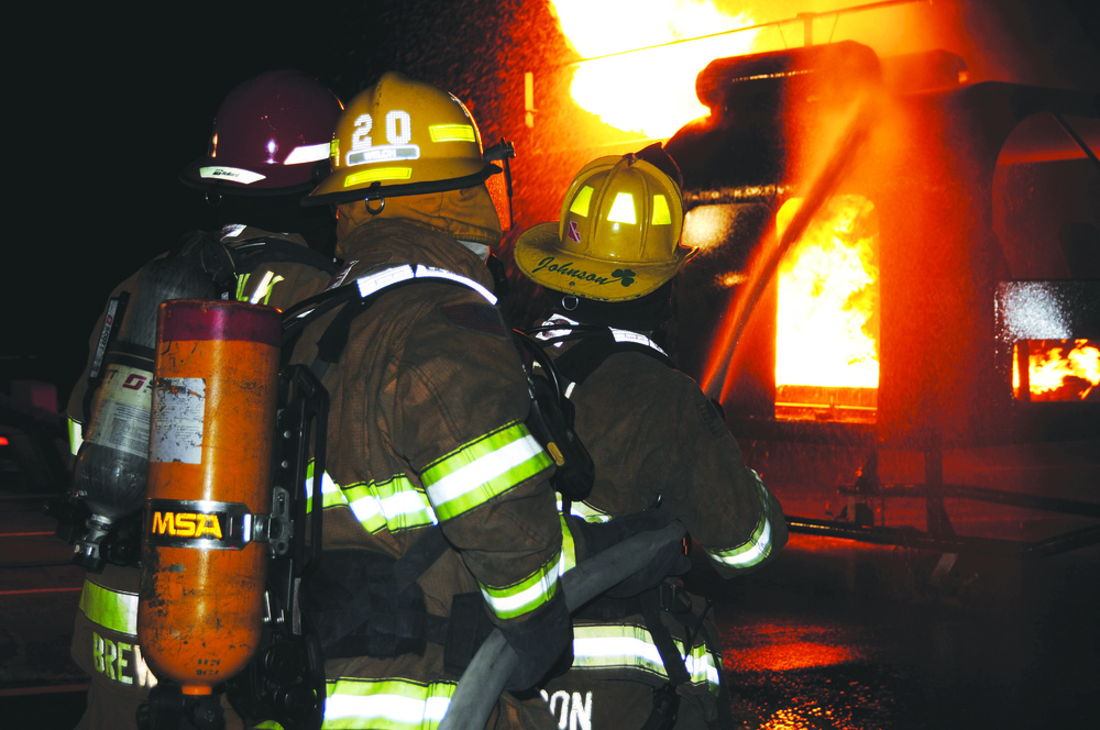 It takes teamwork to extinguish a fire