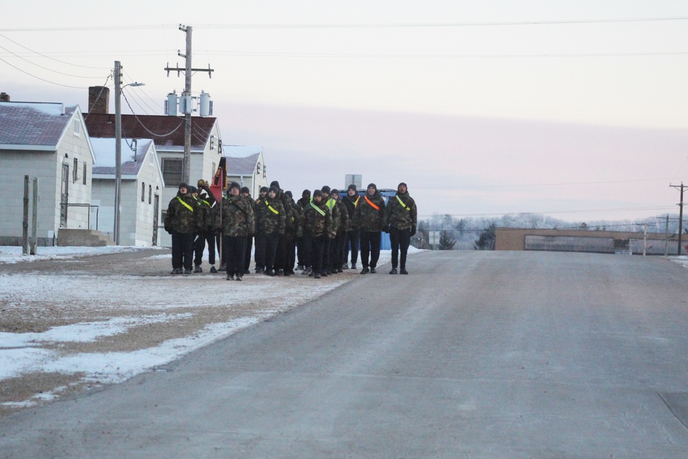 Challenge Academy cadets march at Fort McCoy