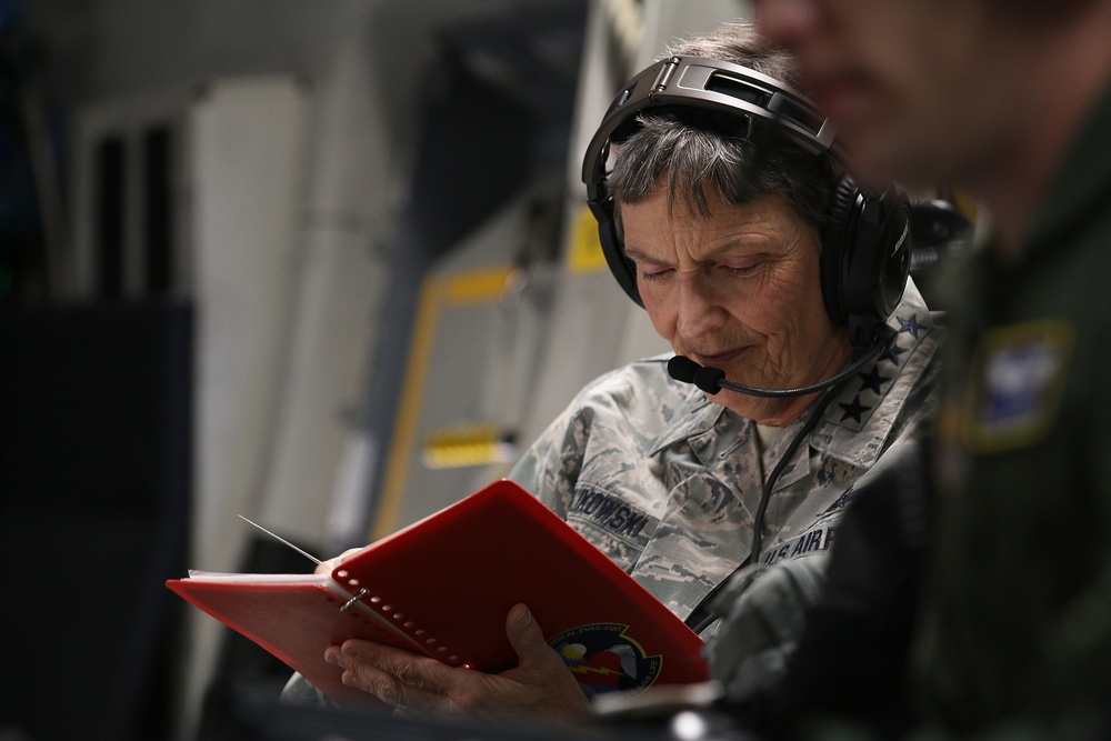 AFMC commander flies with 445 AW Airmen