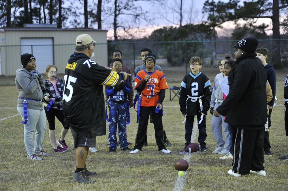 Youth center hosts flag football clothing drive