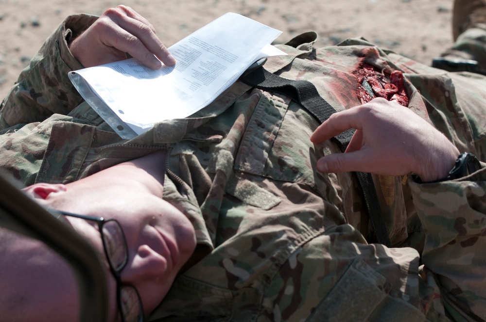 Soldier takes part in simulated MASCAL event