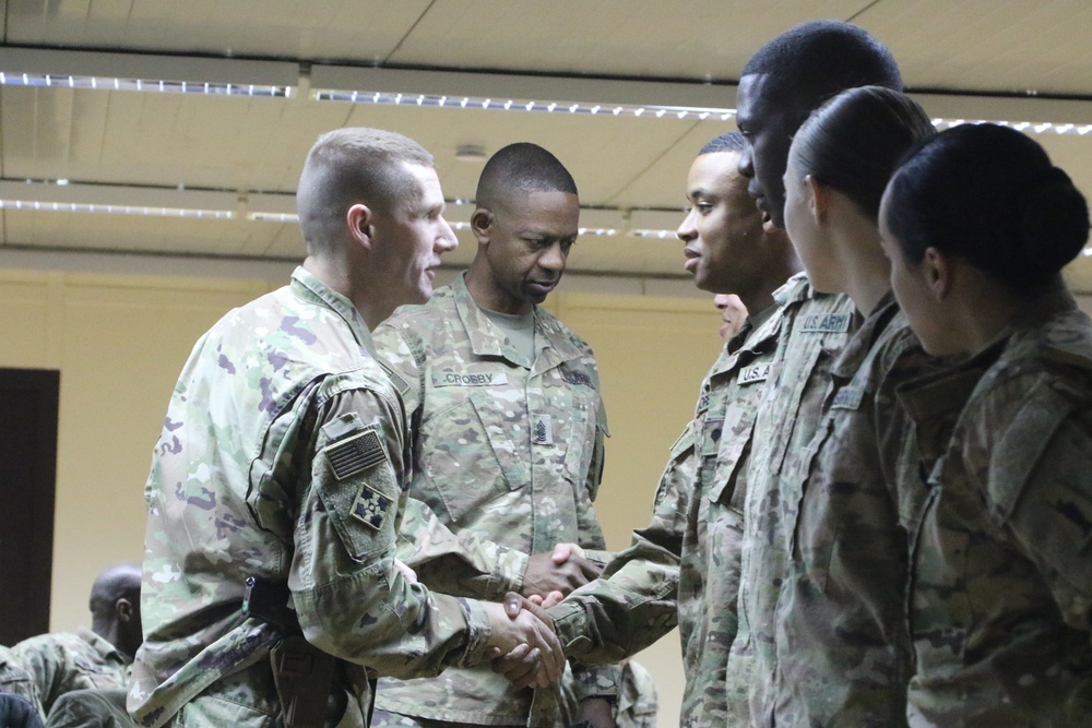 Sgt. Maj. of the Army gives coins