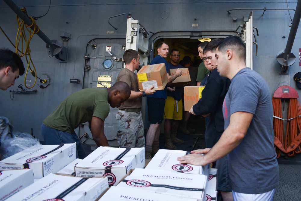 Replenishment at Sea aboard USS San Diego (LPD 22)