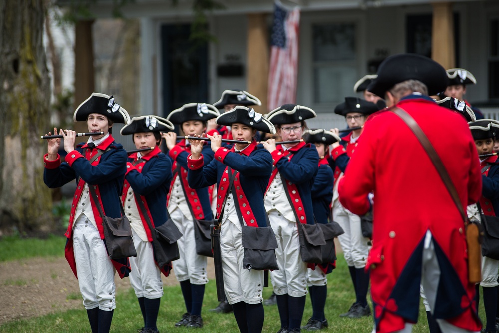Reenactors observe Patriots' Day