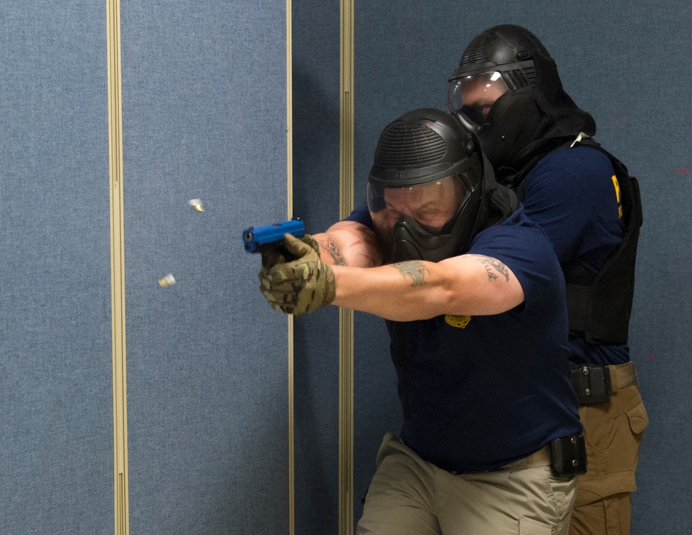 Law enforcement personnel train at Hanscom