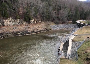 Martins Fork Dam, fishing pier area closing for debris removal