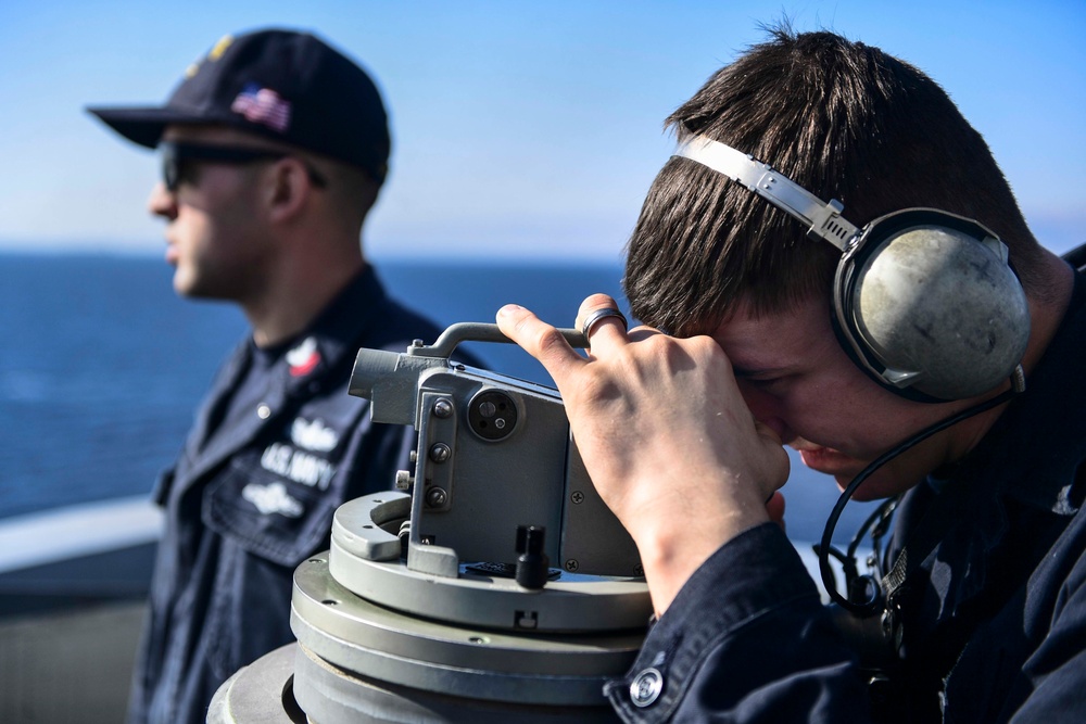 USS San Diego (LPD 22) Quartermasters Stand Watch During Aqaba, Jordan Departure