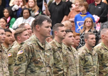 Soldiers from the First of the 138th Infantry return home to St. Charles, Missouri.