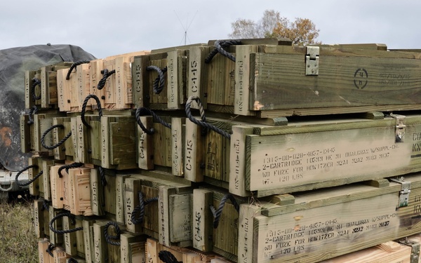 A stock of artillery ammunition