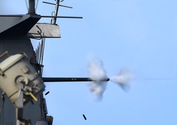 USS San Diego (LPD 22) Fires MK-46 30mm Gun