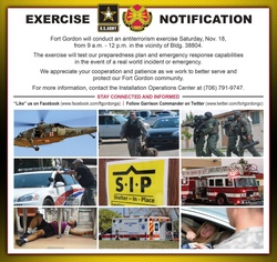 Fort Gordon Exercise Notification for Nov. 18