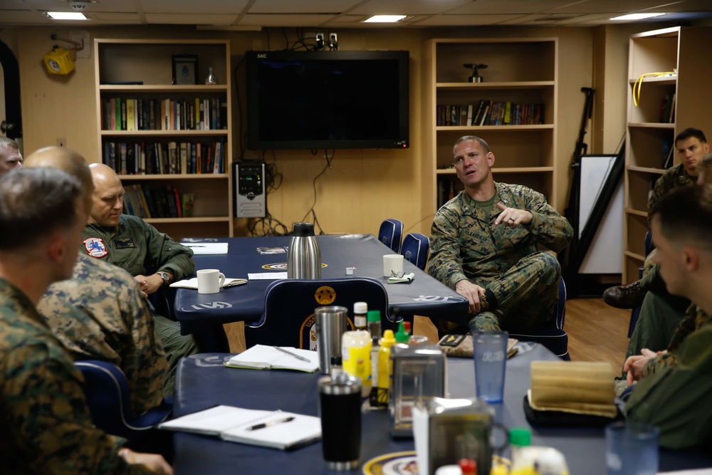 15th MEU Commander Visits Marines, Sailors aboard San Diego