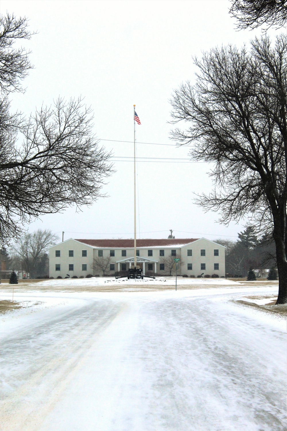 Snow and the American Flag at Fort McCoy