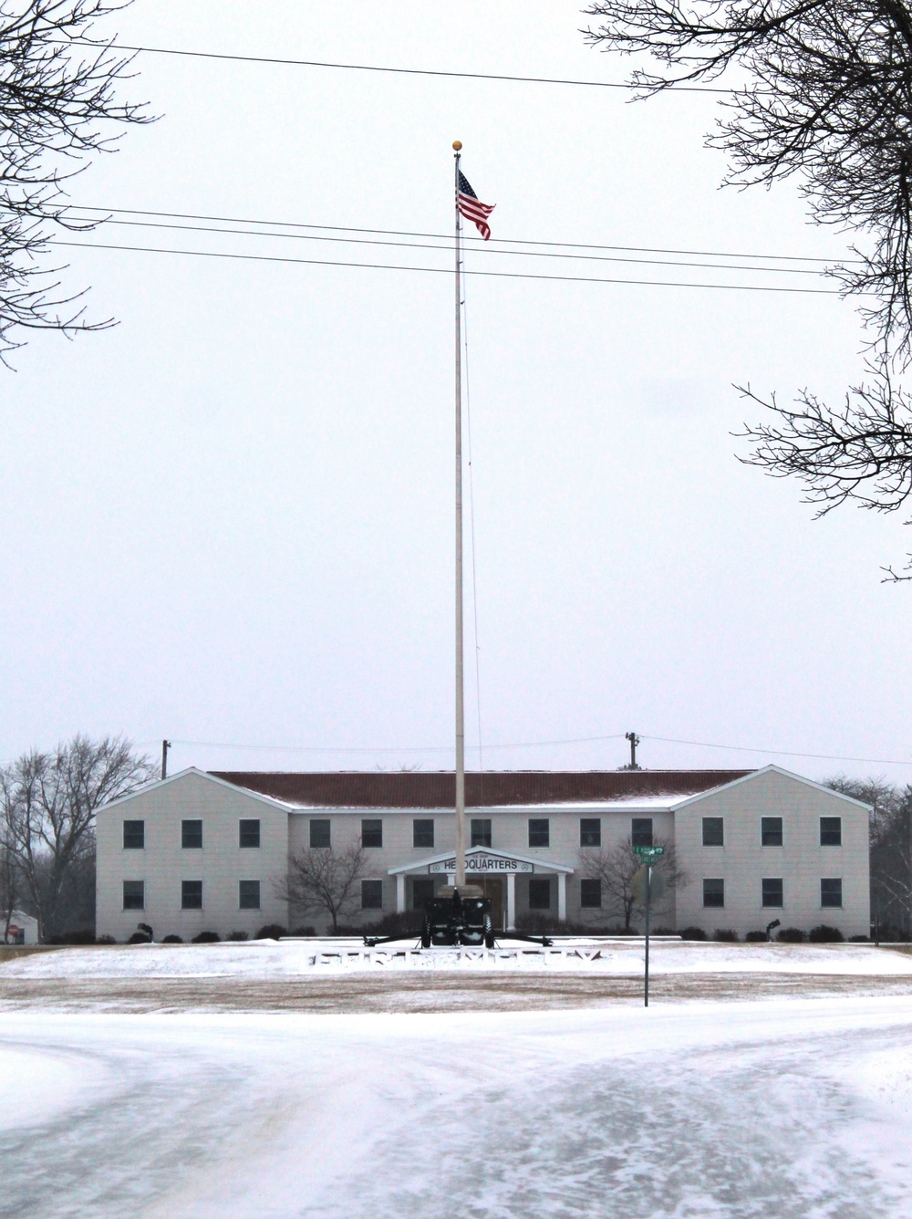 Snow and the American Flag at Fort McCoy