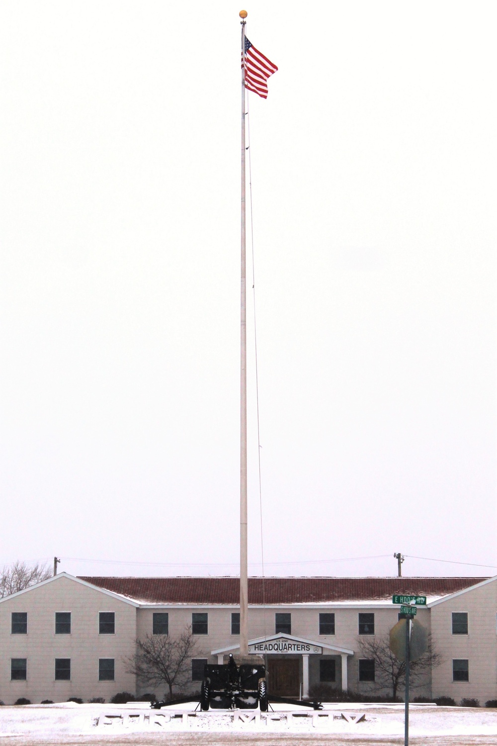 Snow and the American Flag at Fort McCoy