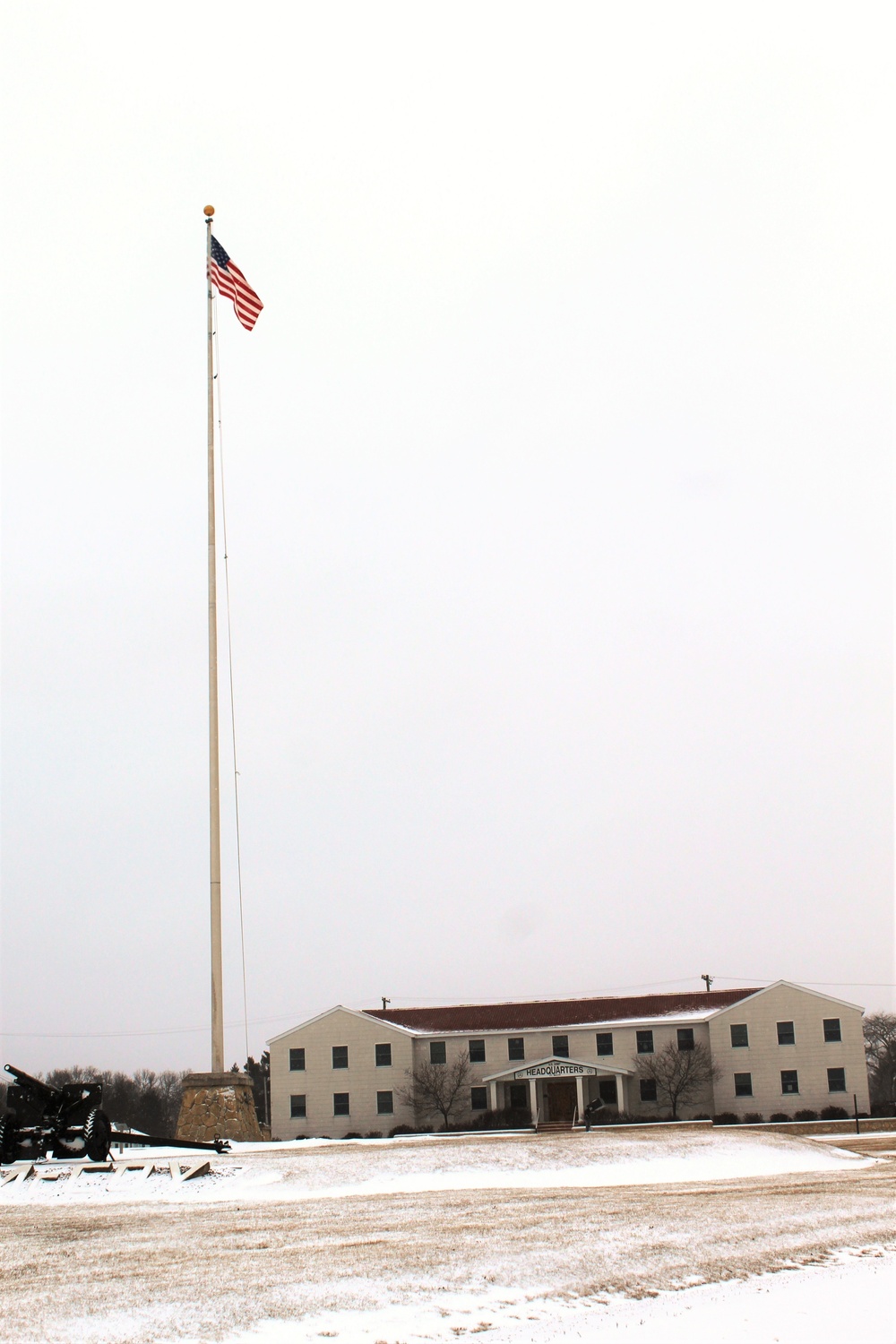 Snow and the American Flag at Fort McCoy