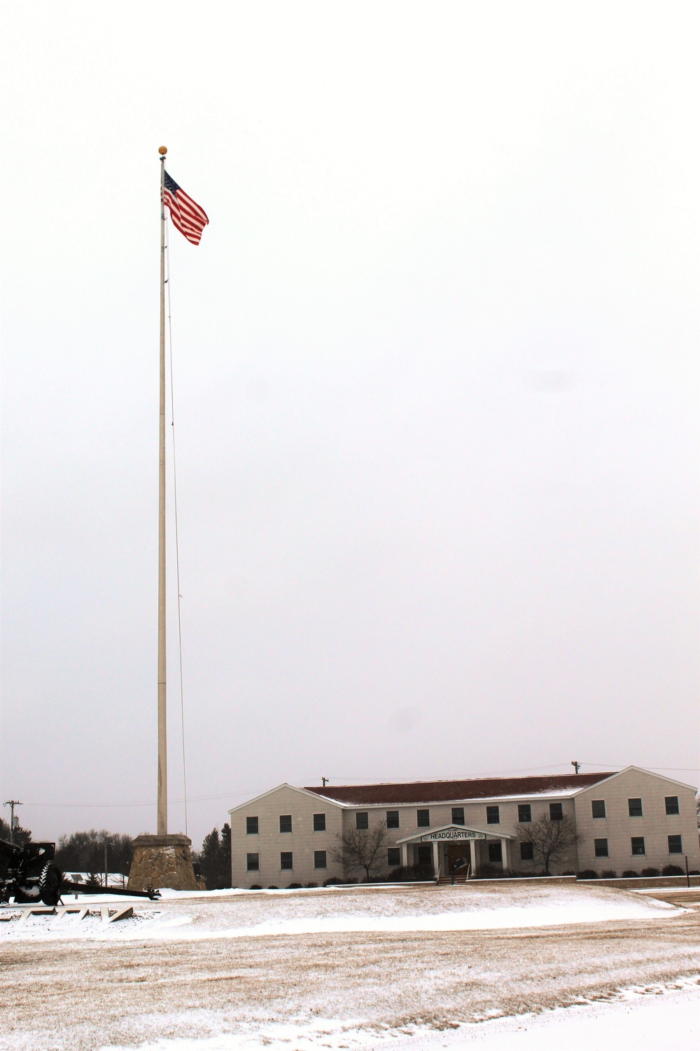 Snow and the American Flag at Fort McCoy