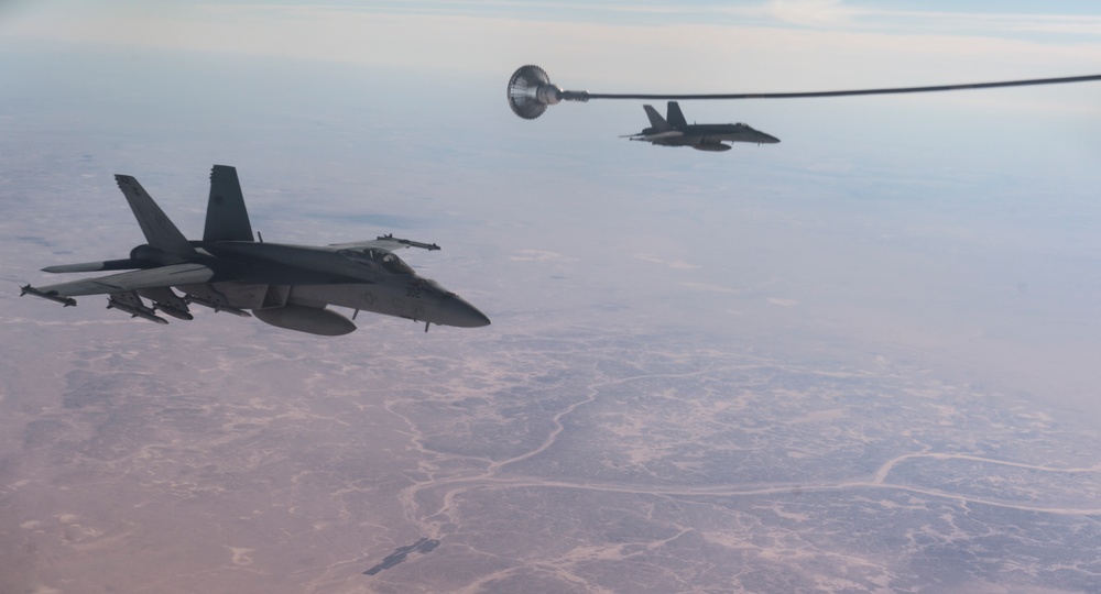 340th EARS refuels U.S. Navy F/A-18's and Royal Air Force GR4 Tornados over Iraq