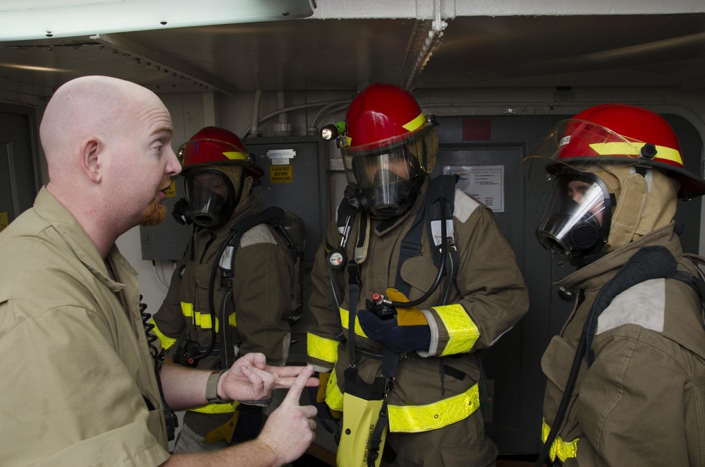 Frank Cable Holds Mass Conflageration Drill
