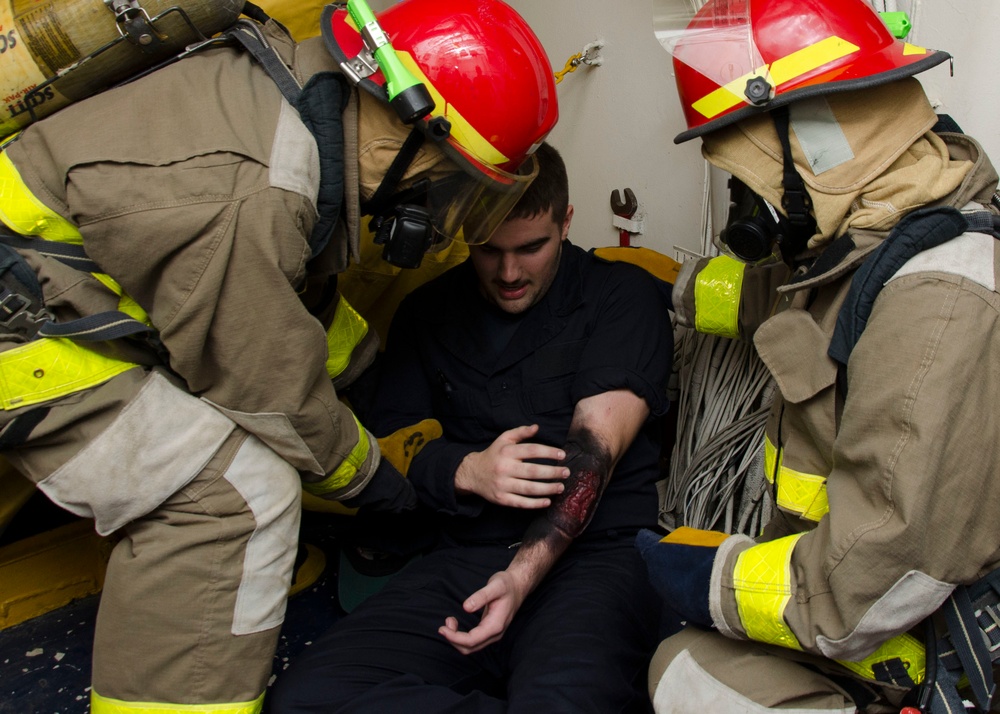 Frank Cable Holds Mass Conflageration Drill