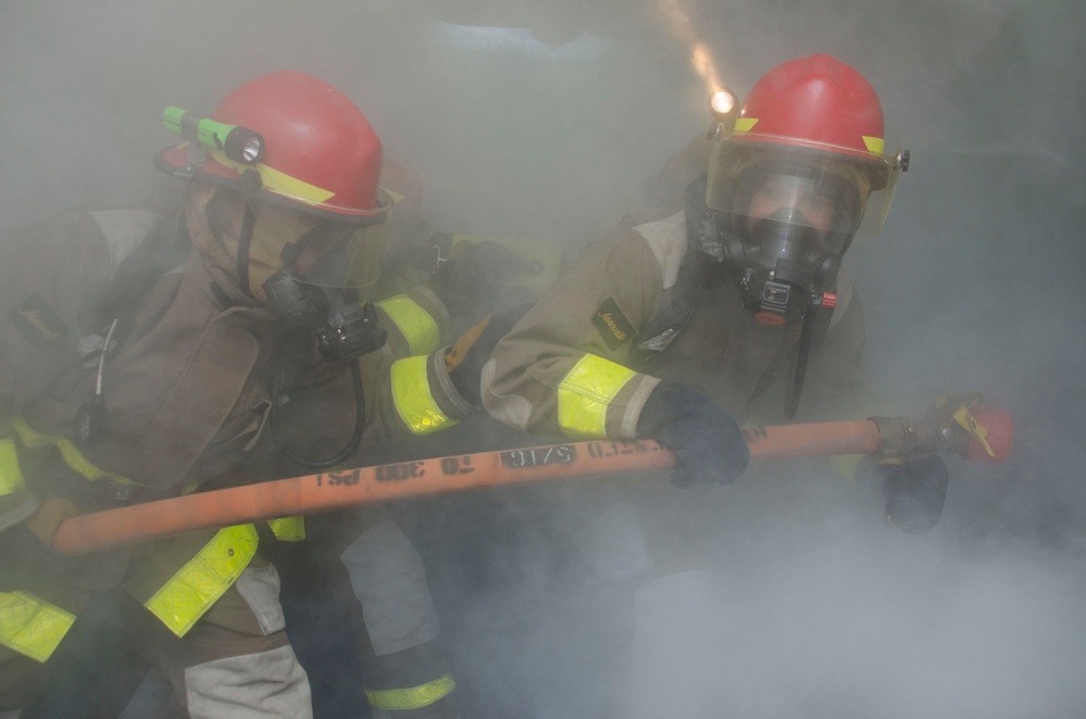 Frank Cable Holds Mass Conflageration Drill