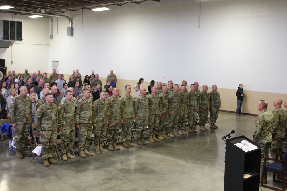 Soldiers from the 613th Engineer Facilities Detachment depart for the Middle East