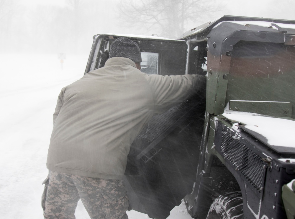 NY Army Guard Troops prepare to respond to storm