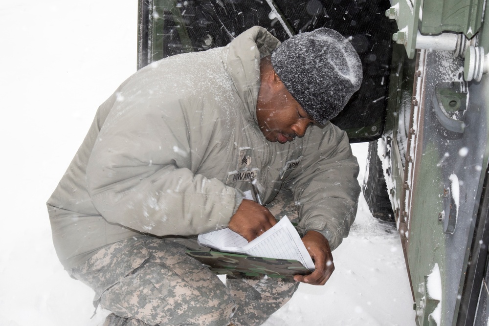 NY Army Guard Troops prepare to respond to storm