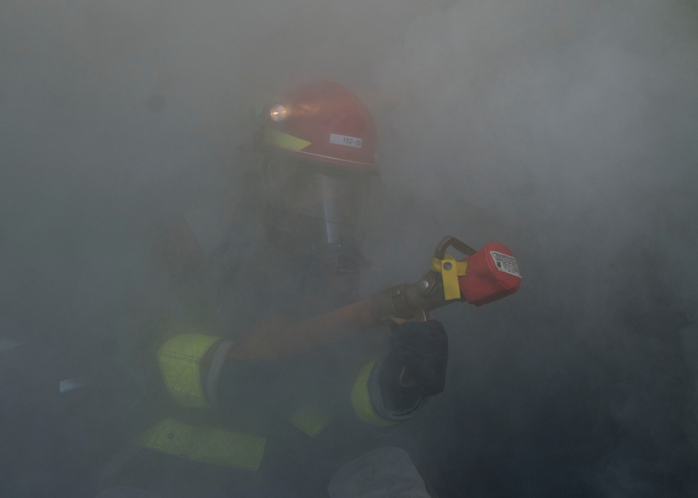 Frank Cable Conducts Fire Drill at Sea