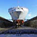Blue Ridge Sailors pose in dry dock.