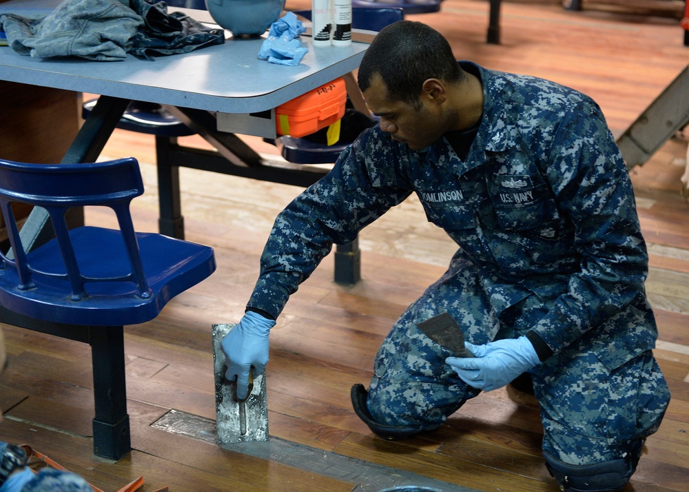 Blue Ridge Sailor repairs the deck