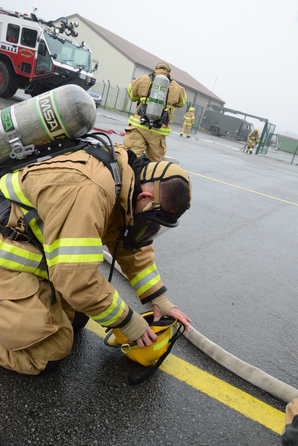 Firefighter exercise 424th Air Base Squadron