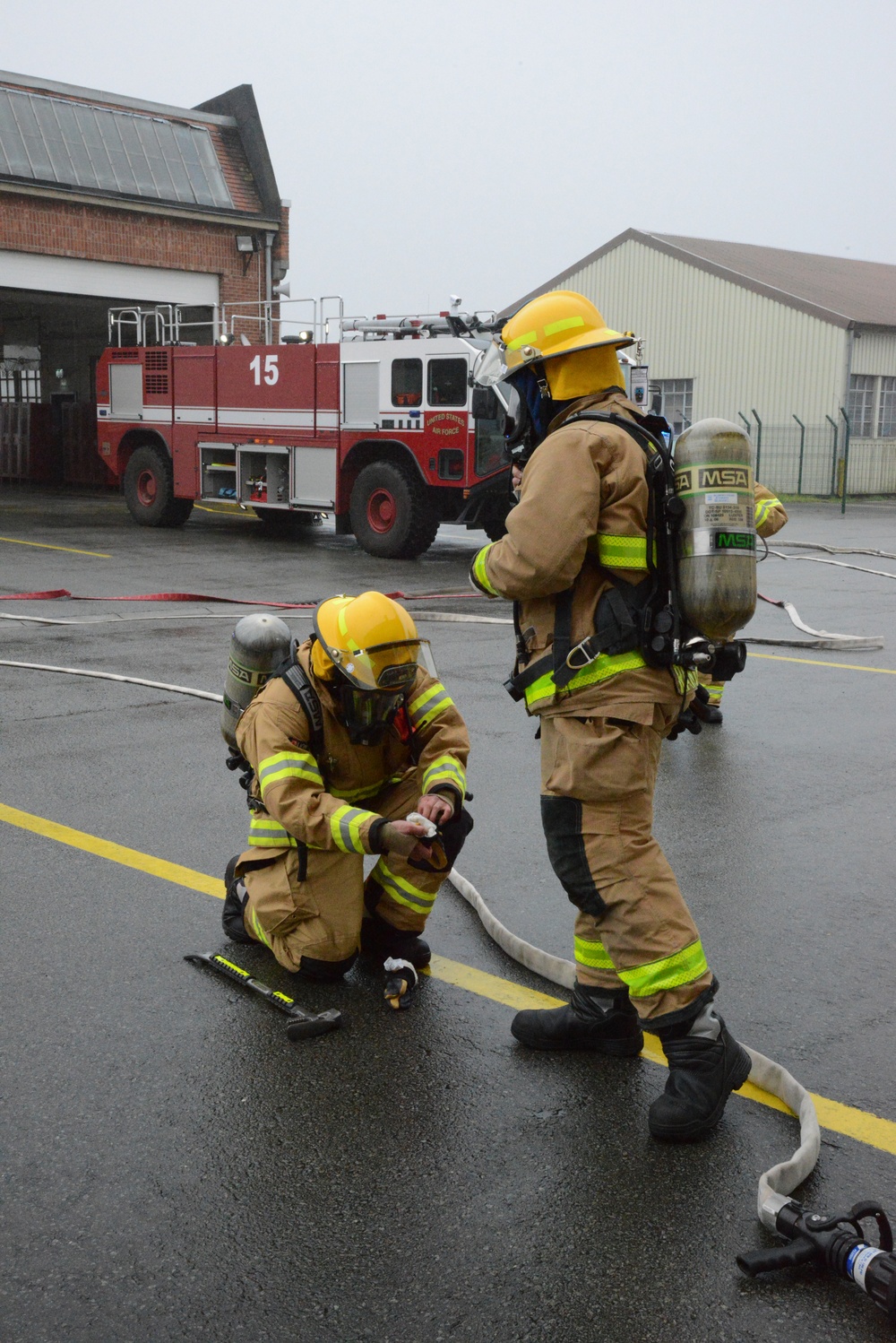 Firefighter exercise 424th Air Base Squadron