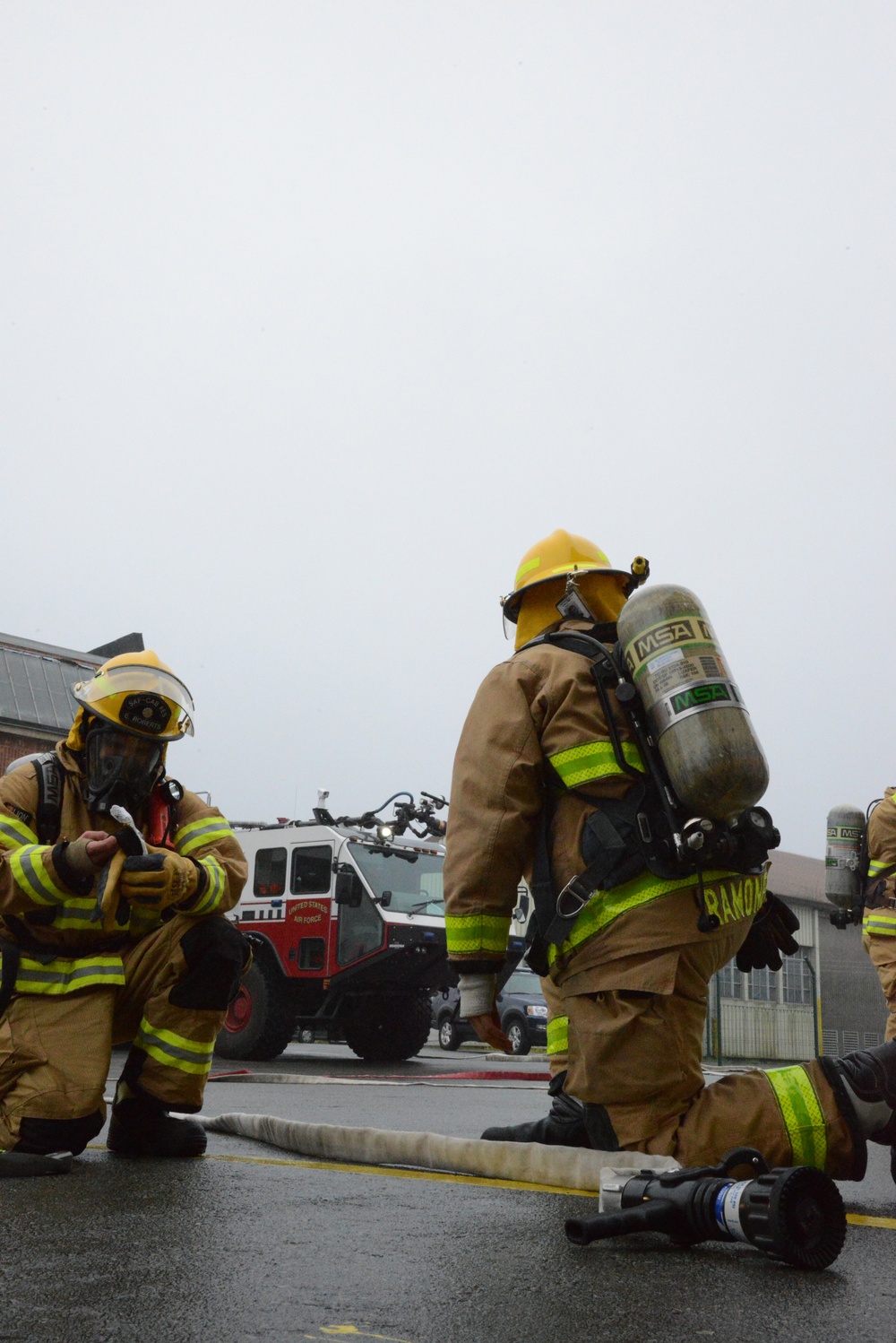 Firefighter exercise 424th Air Base Squadron