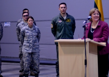 U.S. Air Force transfers control of NATO Baltic Air Police mission to Denmark.