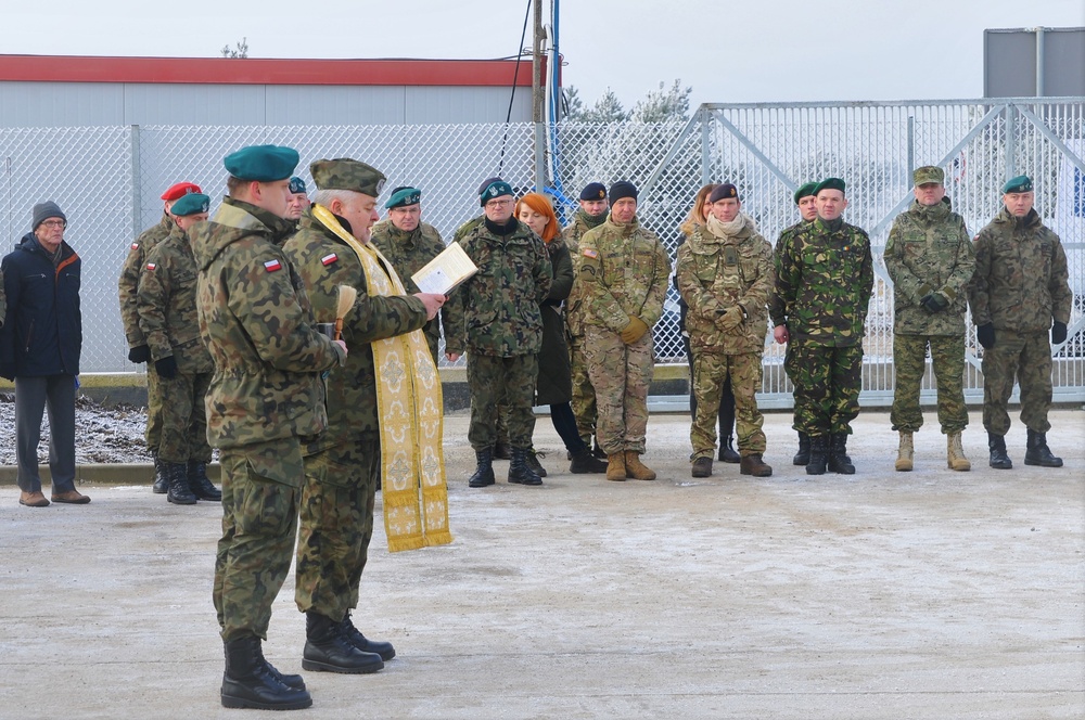 Battle Group Poland motorpool ribbon cutting ceremony