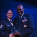 The Nevada Air National Guard's 2017 Noncommissioned Officer of the Year, Tech. Sgt. Casey Jones accepts her award