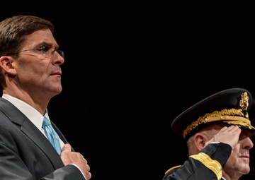 Secretary of the Army Dr. Mark T. Esper attends an Army Full Honors Arrival Ceremony