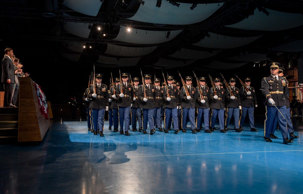 Secretary of the Army Dr. Mark T. Esper attends an Army Full Honors Arrival Ceremony