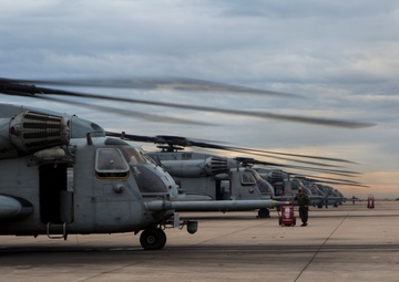 Flying the Barn; HMH-361 launches 8 aircraft at once