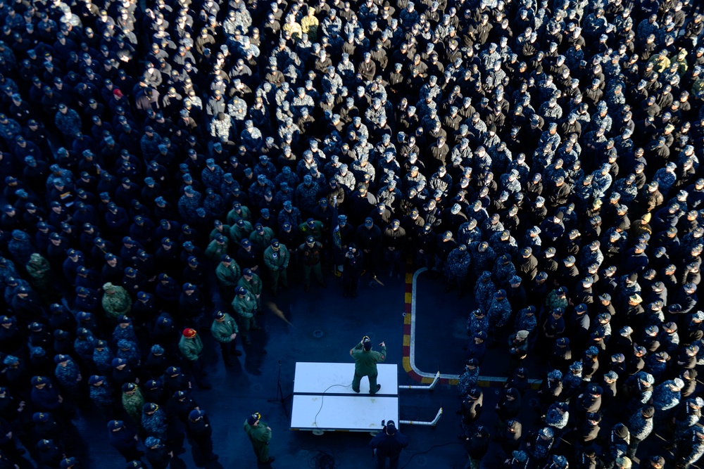 USS Harry S. Truman skipper holds all-hands call