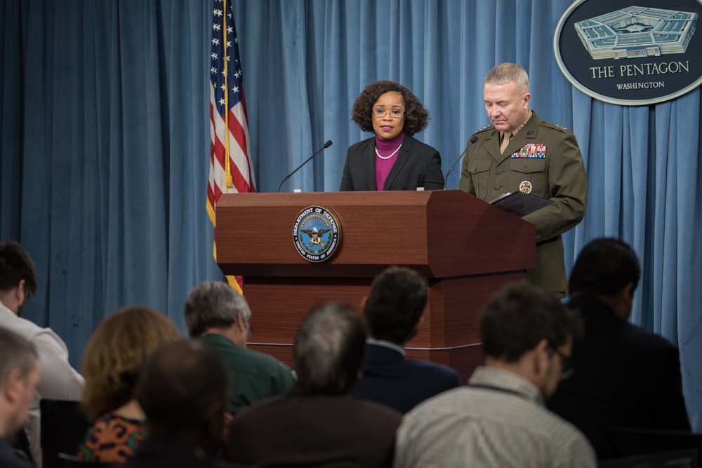 Pentagon Spokeswomen and CJCS director brief press