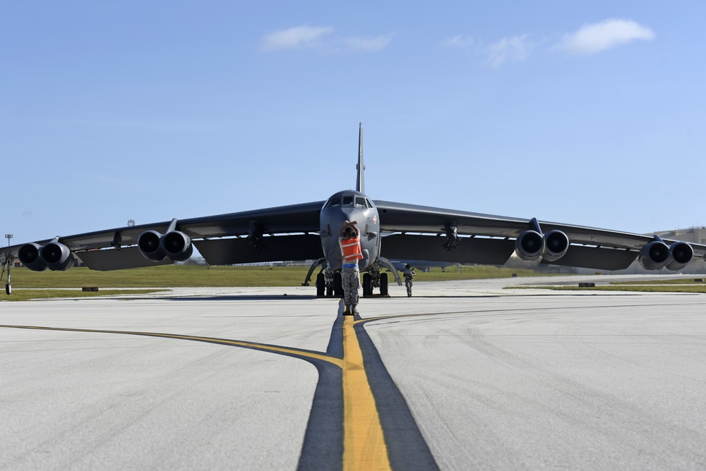 U.S. Air Force Bombers land at Andersen AFB