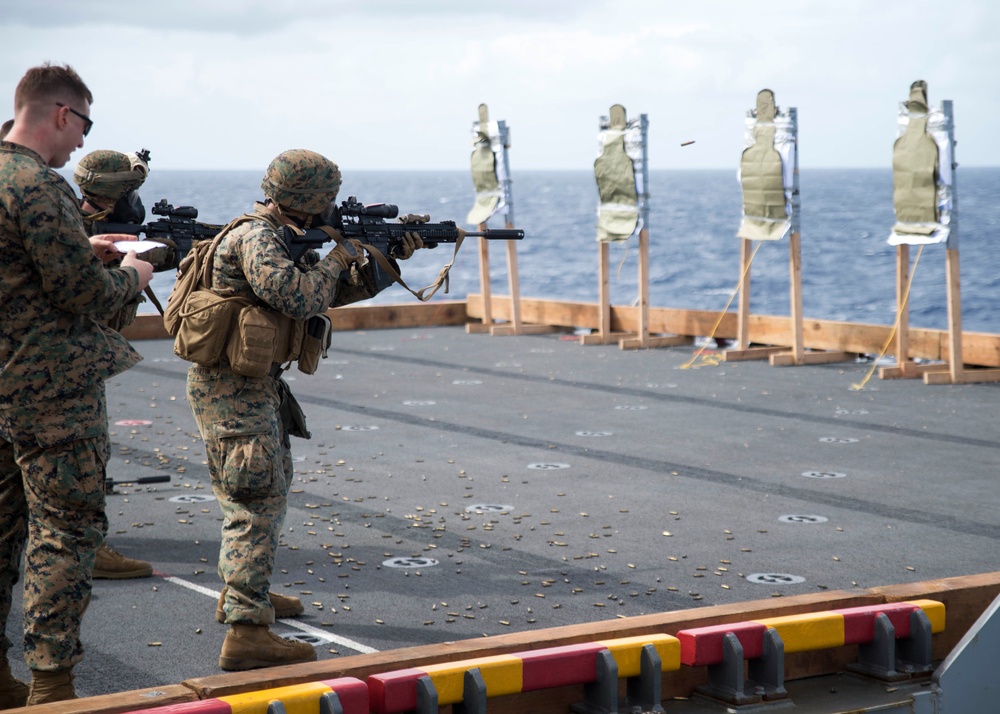 Marine Live Fire Under Stress Excersise onboard USS Bonhomme Richard (LHD 6)